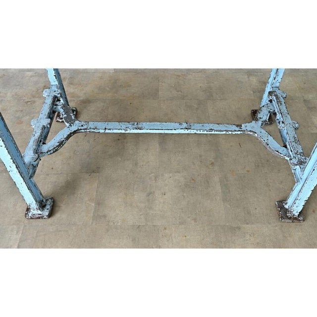 French Antique Cast Iron & Wood Top Work Table For Sale - Image 10 of 13