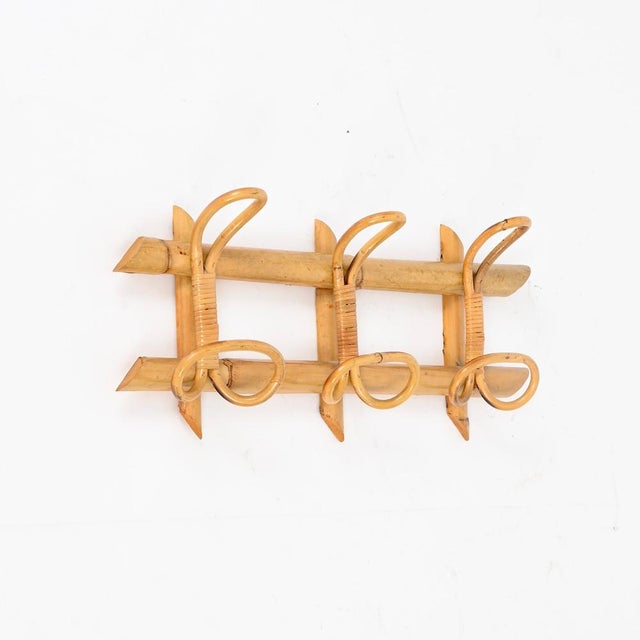 French Riviera Style Coat Rack in Rattan, Bamboo and Wicker, Italy, 1960s For Sale - Image 9 of 10