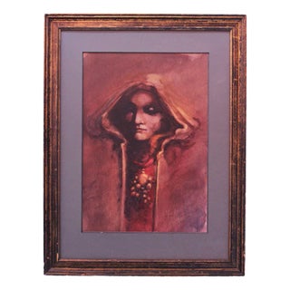 Art Nouveau Style Painting, 1984, Gouache, Framed For Sale
