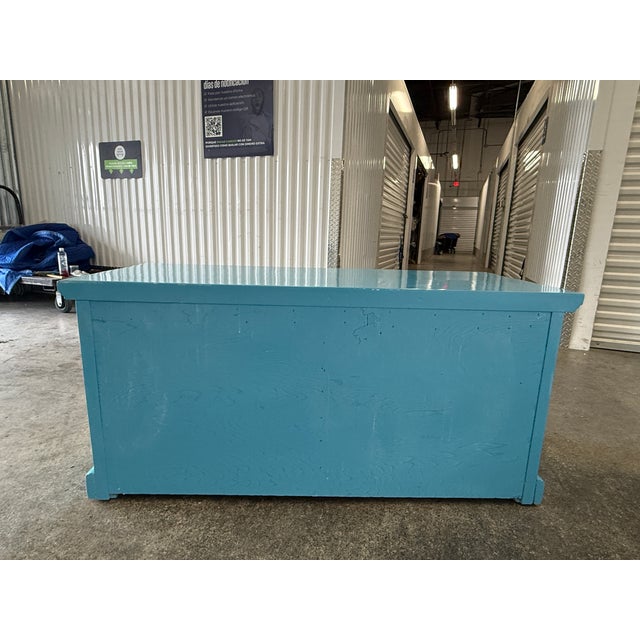 1970s 1970's Industrial Turquoise and Studded Metal Cabinets a Pair For Sale - Image 5 of 9