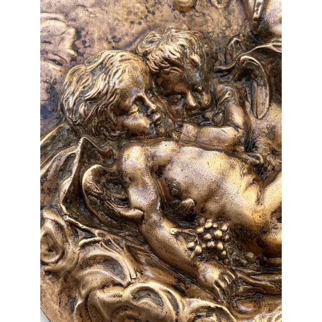 French 19th Century Heavy Bronze Relief Plaque of 3 Cherubs For Sale In West Palm - Image 6 of 11