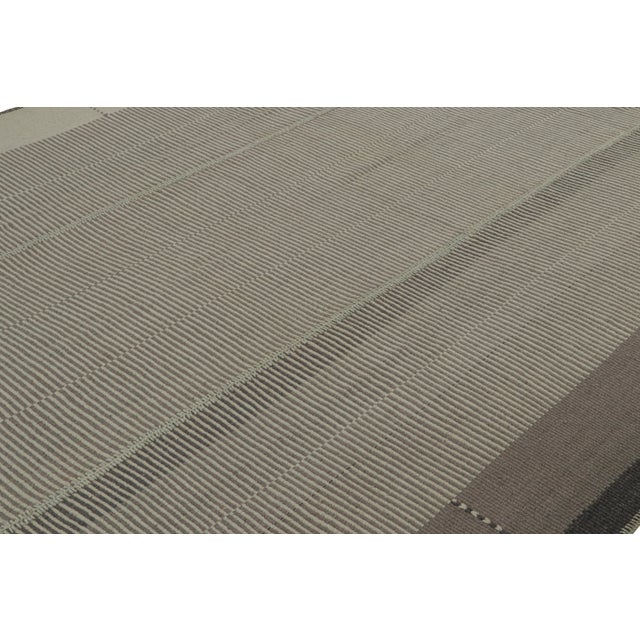 Rug & Kilim Rug & Kilim’s Modern Kilim in Beige & Gray Stripes For Sale - Image 4 of 6