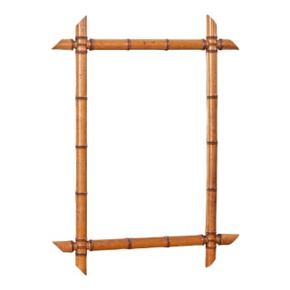 Mid 20th Century French Bamboo Mirror For Sale