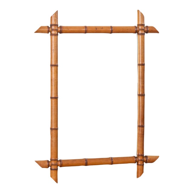 Mid 20th Century French Bamboo Mirror For Sale