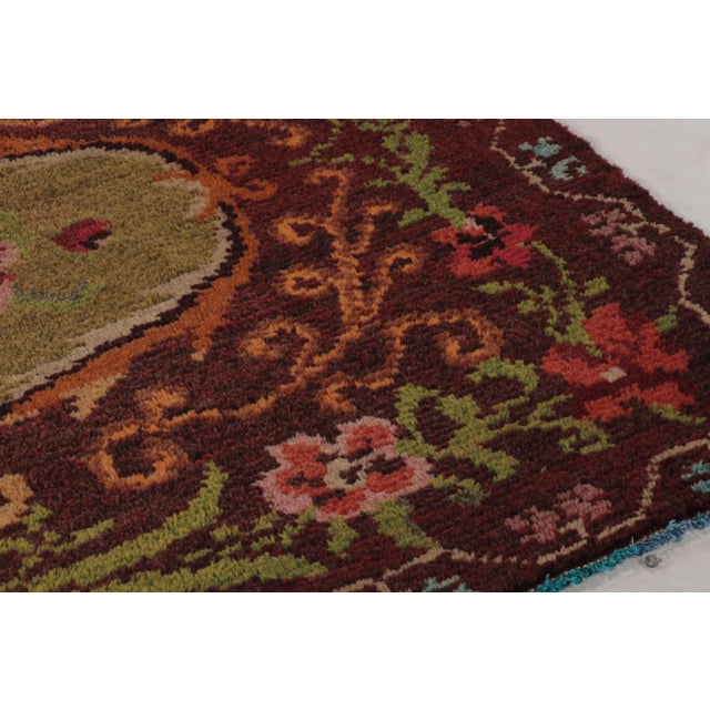 Traditional Vintage Tulu Rug in Brown With Polychromatic Floral Medallion - Rug & Kilim For Sale - Image 3 of 8
