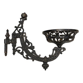 Bradley & Hubbard Antique Cast Iron Oil Lamp Wall Mount Candle Sconce For Sale