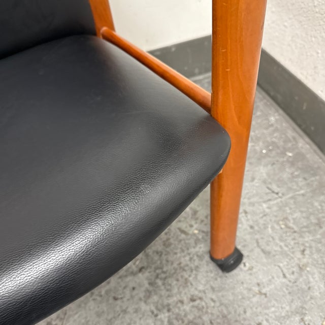 Black Benny Linden Mid Century Style Office Chair on Casters For Sale - Image 8 of 12