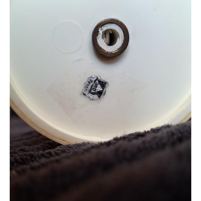 Vintage German Table Lamp with Cream-White Plastic Base and Multi-Colored Fabric Shade from Aro-Leuchten, 1970s For Sale - Image 6 of 9