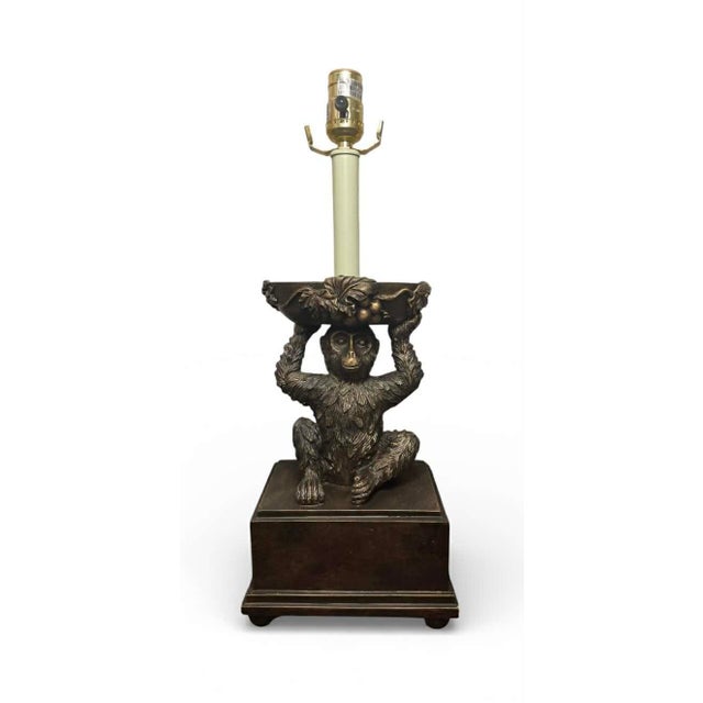 Bronze Vintage Monkey Lamp in the Style of Maitland Smith or Bombay For Sale - Image 8 of 14