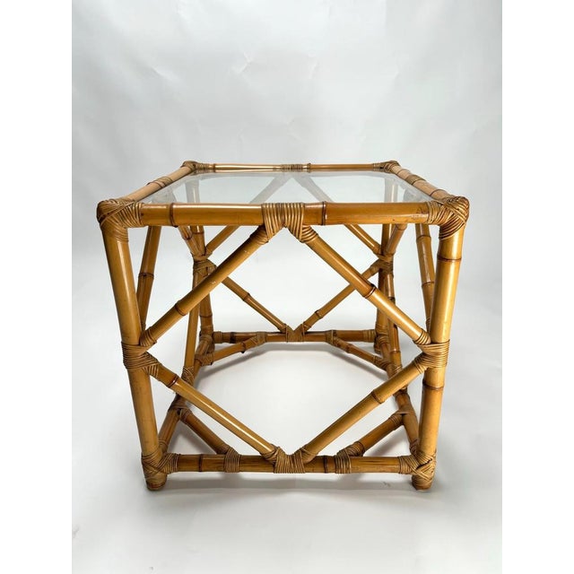 Bamboo and Glass Nightstands attributed to Vivai Del Sud, Italy, 1970s, Set of 2 For Sale - Image 3 of 12