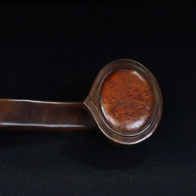 Brown Vintage Chinese Huali Rosewood Ruyi Scepter | Burl Wood Inlaid Scholar's Object For Sale - Image 8 of 9