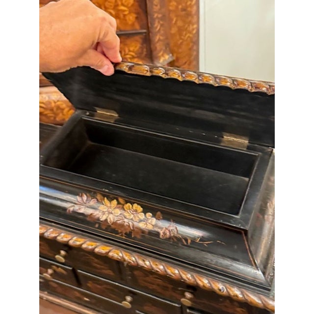 Wood 19th Century English Queen Anne Chinoiserie Bureau Flat For Sale - Image 7 of 12