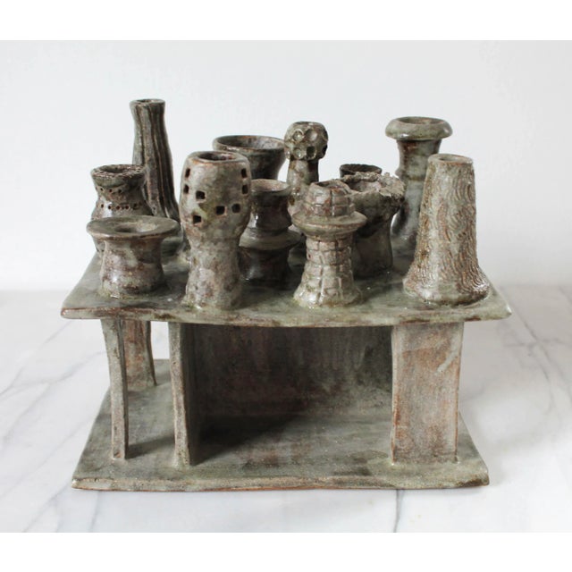 Mid 20th Century Mid-Century Modernist Pottery Candelabra For Sale - Image 5 of 10