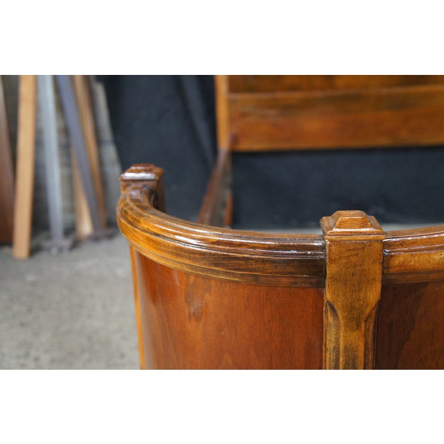 Antique French Louis XVI Burl Walnut Full Size Bed W Wrap Around Footboard For Sale - Image 13 of 13
