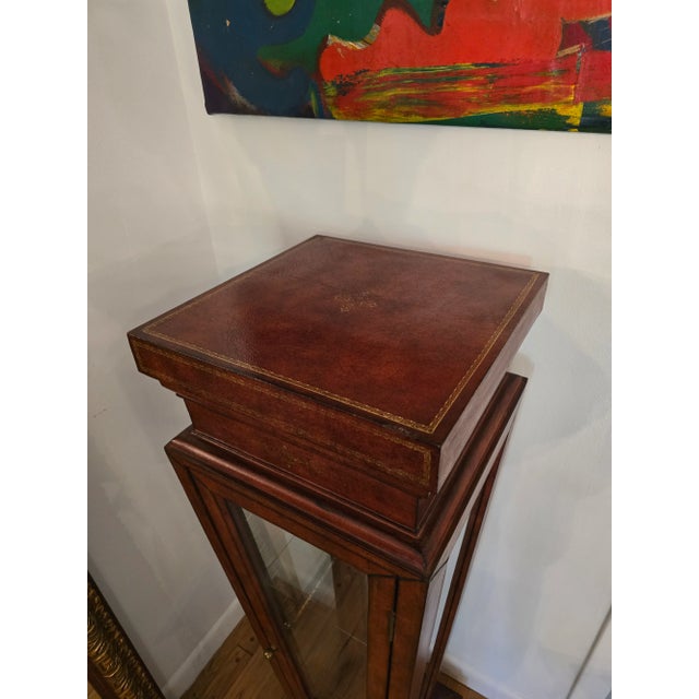 Art Deco Vintage Jacques Adnet Style Leather Bound Pedestal For Sale - Image 3 of 10