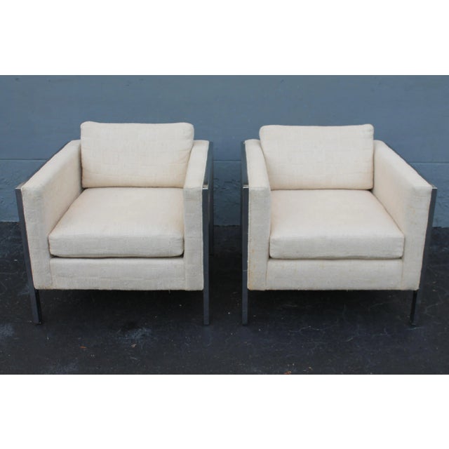 C1970's Ultra Modern All Metal Framed Club/ Lounge Chairs - Original - a Pair For Sale - Image 10 of 12