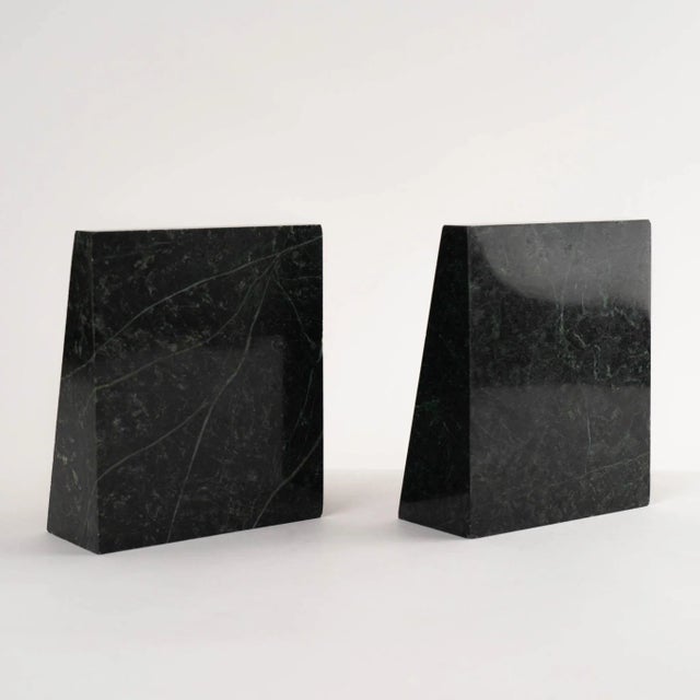Vintage Angled Green Marble Bookends - a Pair For Sale - Image 12 of 12