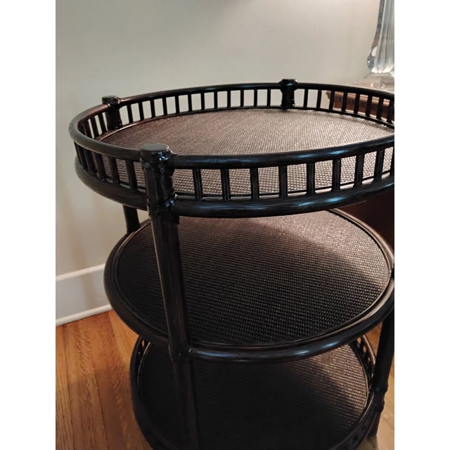 Contemporary Vintage McGuire Rattan 3 Tiered Bar Cart For Sale - Image 3 of 11