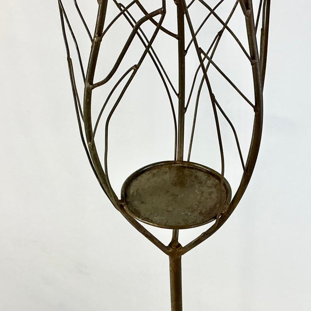 1980s Vintage Brutalist Rustic Metal Floor Candle Stand After Curtis Jere’. For Sale - Image 11 of 11