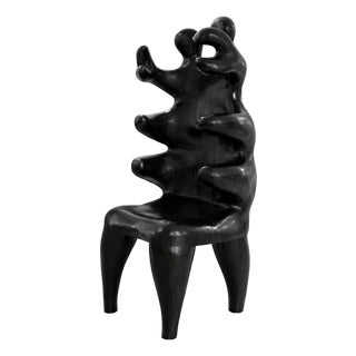 20th Century Romanian Sculptural Black Wood Armchair from Paul Covaci, 1980s For Sale