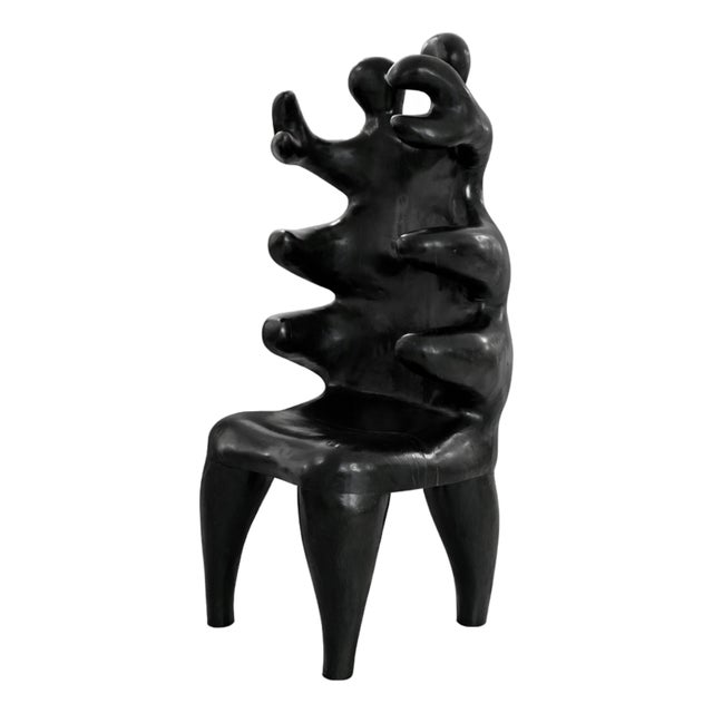 20th Century Romanian Sculptural Black Wood Armchair from Paul Covaci, 1980s For Sale