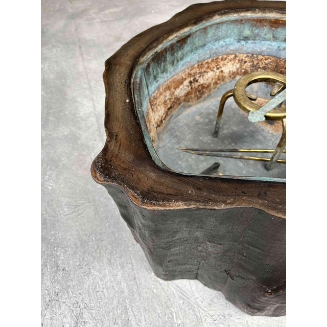 Japanese Hibachi in Copper and Wood, Set of 6 For Sale - Image 4 of 18