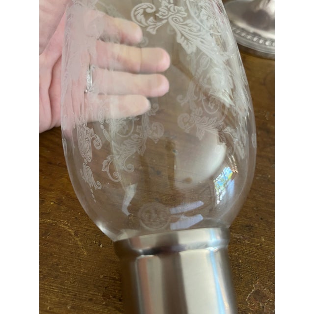 2000s Baccarat Tulip Crystal Hurricanes With Scalloped Rim, Acanthus Pattern- a Pair For Sale - Image 9 of 10