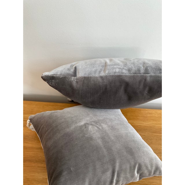 Grey Silk Velvet Pillows- a Pair For Sale In Raleigh - Image 6 of 12