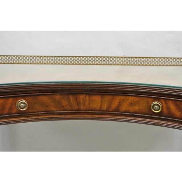 Late 20th Century Maitland Smith Mahogany Regency Style 3 Drawer Writing Desk W/ Brass Gallery For Sale In Philadelphia - Image 6 of 14
