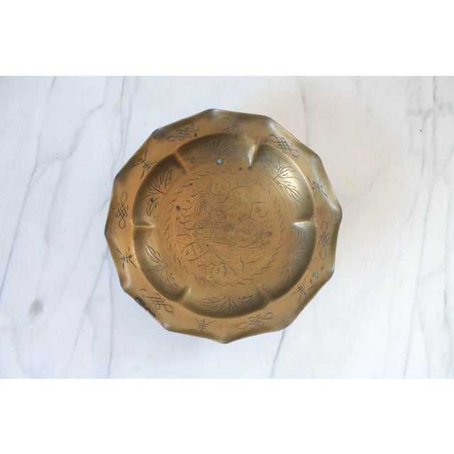 Metal Vintage Chinese Etched Brass Bowl For Sale - Image 7 of 7