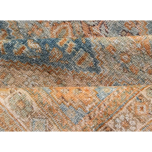 Antique Persian Kurdish Rug With All-Over Geometric Medallion in Orange & Blue 5'2 X 6'6 For Sale - Image 11 of 12