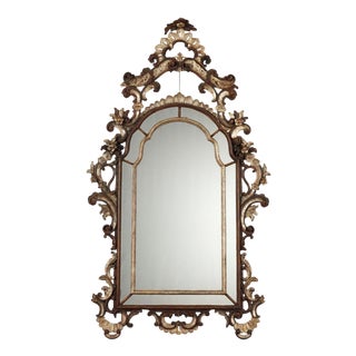 Rococo Style Mirror in Lacquered Painted Wood For Sale