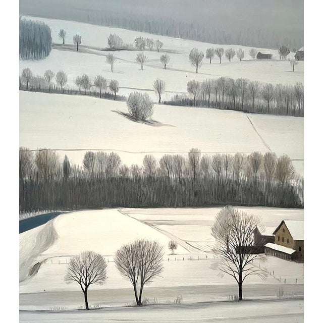 Claude Sauthier, Broye Valley, Vaud, Oil on Wood, 1970s For Sale - Image 8 of 12