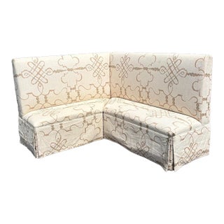 1980s Upholstered 2 Piece High Back Upholstered Banquette For Sale