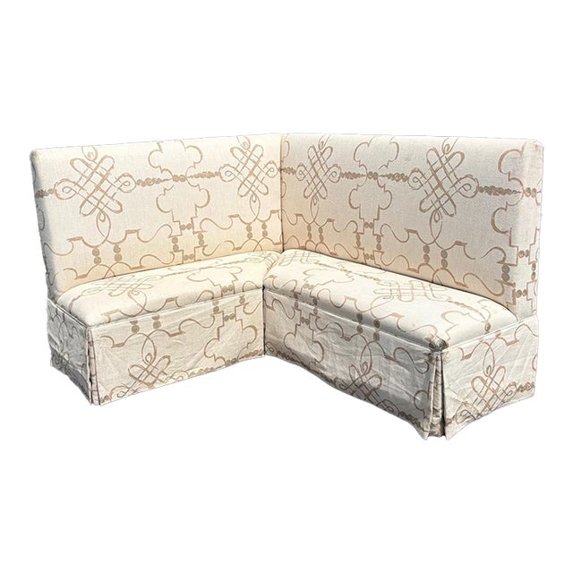 1980s Upholstered 2 Piece High Back Upholstered Banquette For Sale