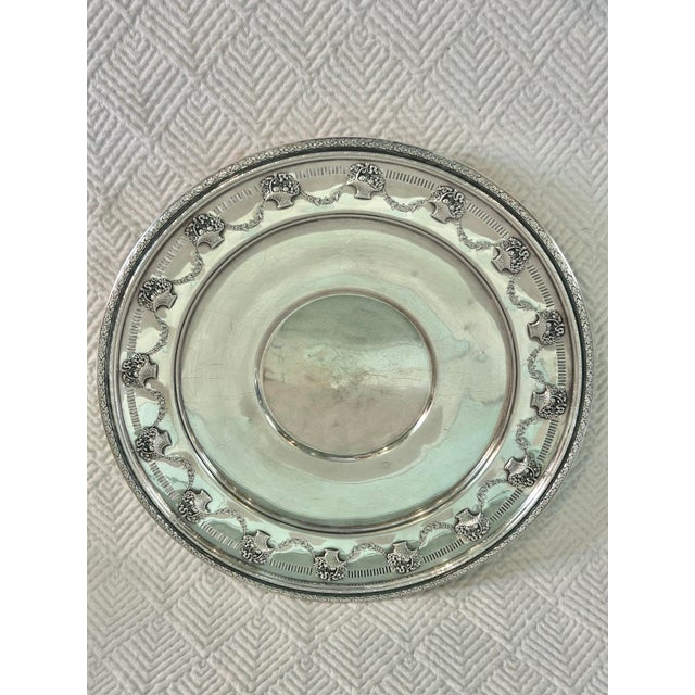 Reed & Barton 1947 Reed and Barton Silver Plate Pierced Sandwich Plate For Sale - Image 4 of 9