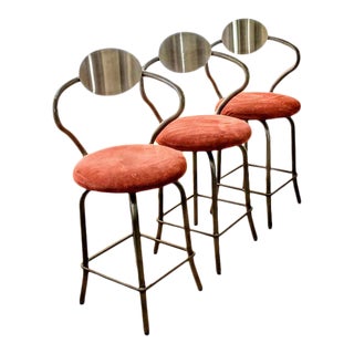 Amisco Canada Retro Vintage Swivel Bar Stools - Set of 3 For Sale