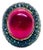 Bochic “Orient” Vintage Ruby & Blue Sapphire Ring Set In 18 K Gold & Silver For Sale