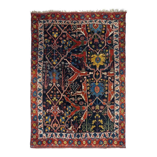 Late 19th Century Antique Garouss Bidjar Rug 5'9'' X 8'7'' For Sale