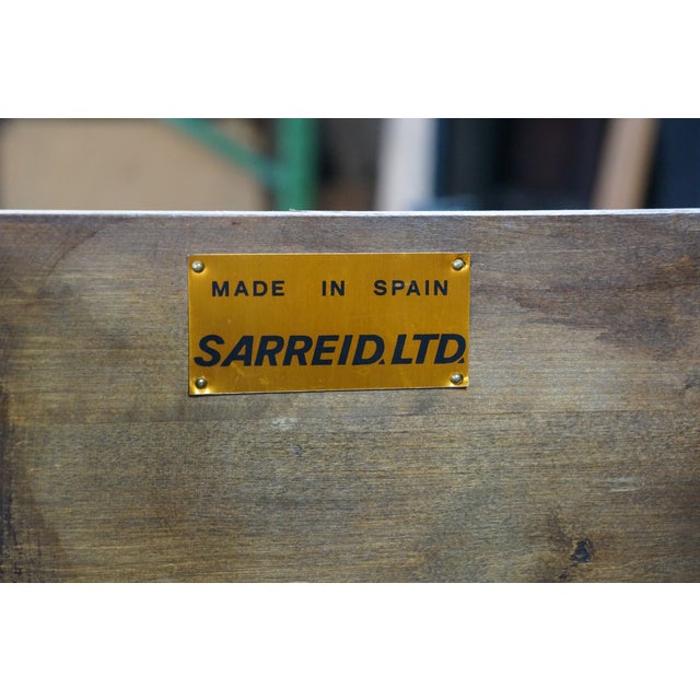 1970s Sarreid Brass Clad Nailhead Dresser Chest of Drawers Campaign Console 34" For Sale - Image 9 of 11