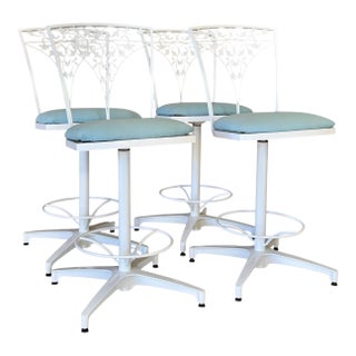 Vintage Woodard Aluminum Swivel Counter Stools With Ivy Leaf Backs – Set of Four For Sale