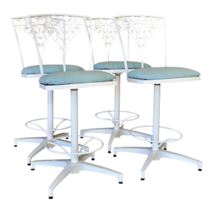 Vintage Woodard Aluminum Swivel Counter Stools With Ivy Leaf Backs – Set of Four