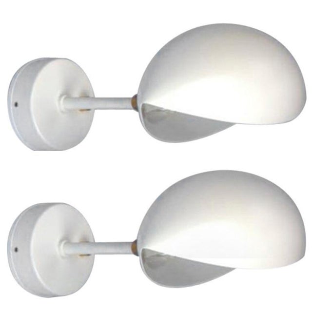 Mid-Century Modern White Eye Sconce Wall Lamps by Serge Mouille, Set of 2 For Sale - Image 6 of 6