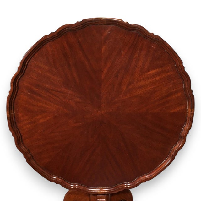 Queen Anne 1930s Vintage Style Tilt Top Breakfast / Tea Table - All Mahogany Carved Base For Sale - Image 3 of 12