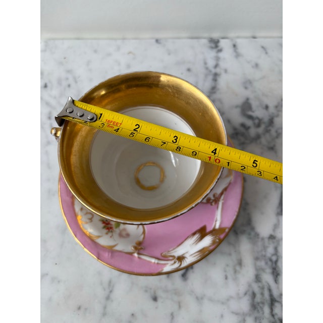 Antique, English Pink and Gold Large Tea Cup For Sale - Image 9 of 10