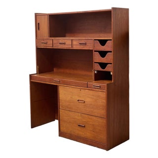 Vintage Mid-Century Modern Teak Secretary Desk For Sale