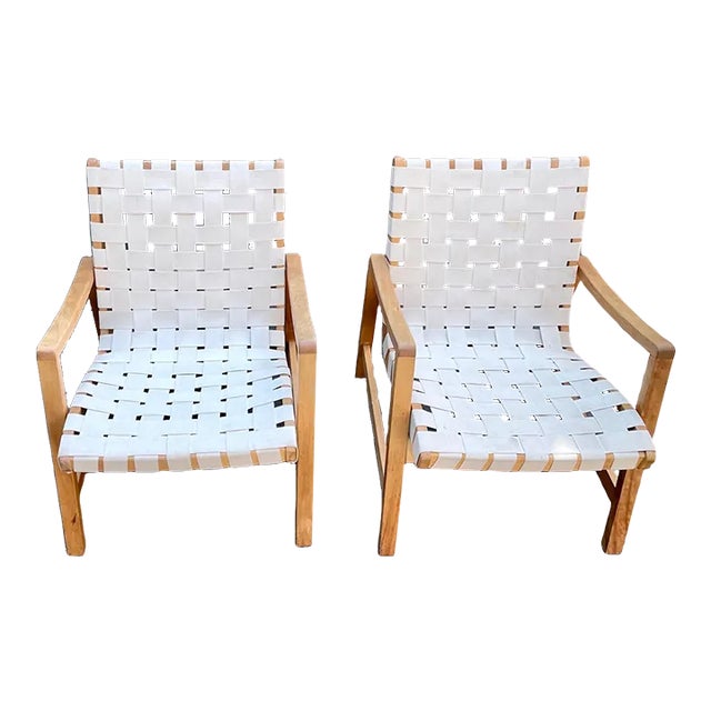 Pair of Mid-Century Modern Jens Risom Web Lounge Chairs For Sale