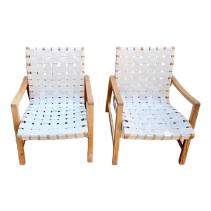 Pair of Mid-Century Modern Jens Risom Web Lounge Chairs