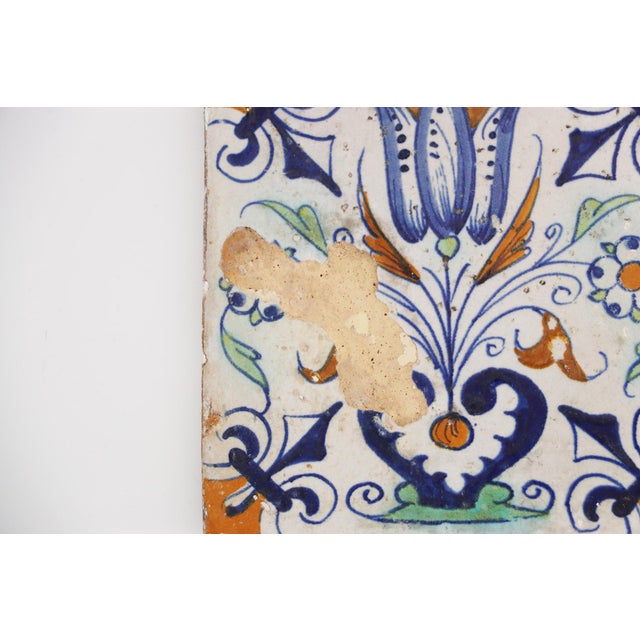 17th-18th Century Set of Two Delft Tiles, Earthenware For Sale - Image 4 of 12