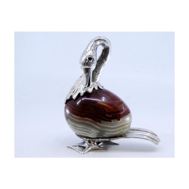 Silver Goose Figurine on Stone Base For Sale - Image 6 of 10